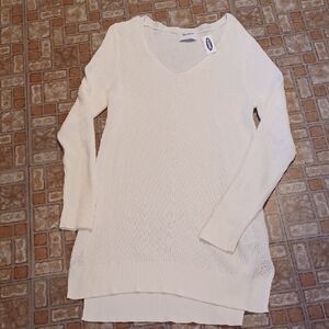 Old Navy Women's Off-White V-Neck Long Sweater Size Large